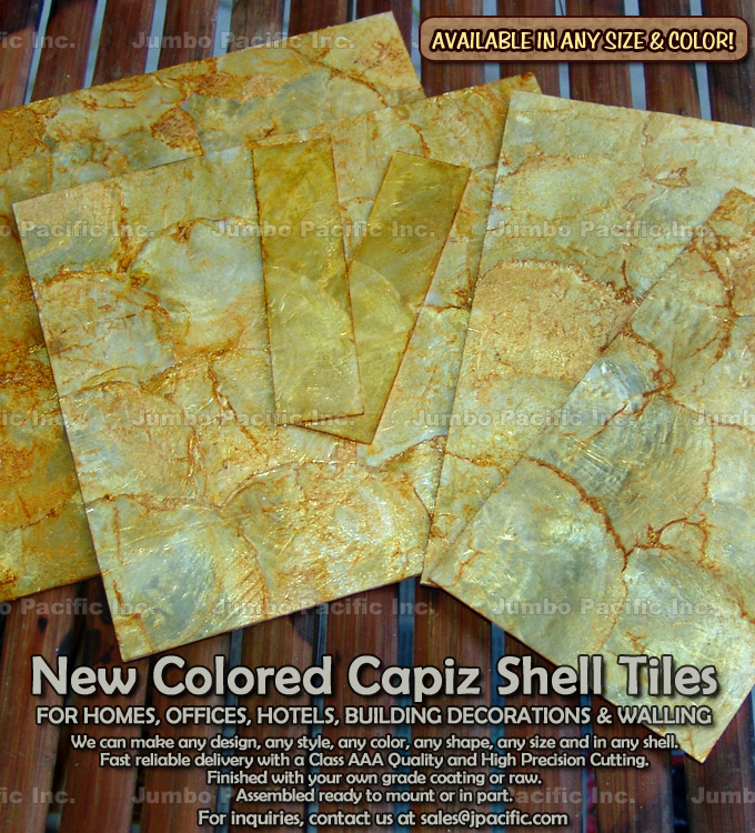 Colored capiz mother of pearl shell tiles and panels